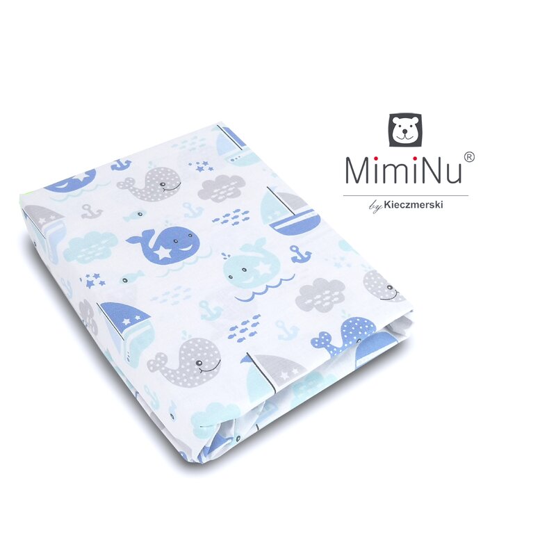Cearceaf cu elastic 140x70 cm blue fish miminu