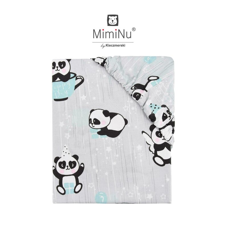 Cearceaf cu elastic 140x70 cm panda happy day mint miminu