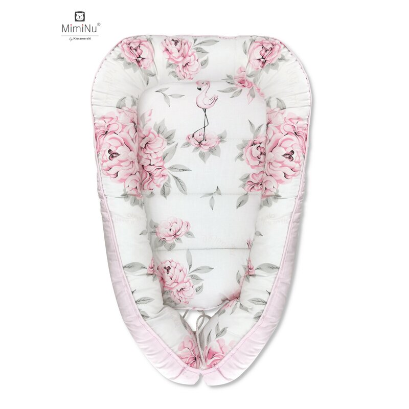 Cosulet bebelus pentru dormit Baby Cocoon 90×50 cm PinkPeonies pink MimiNu 90x50 imagine noua responsabilitatesociala.ro