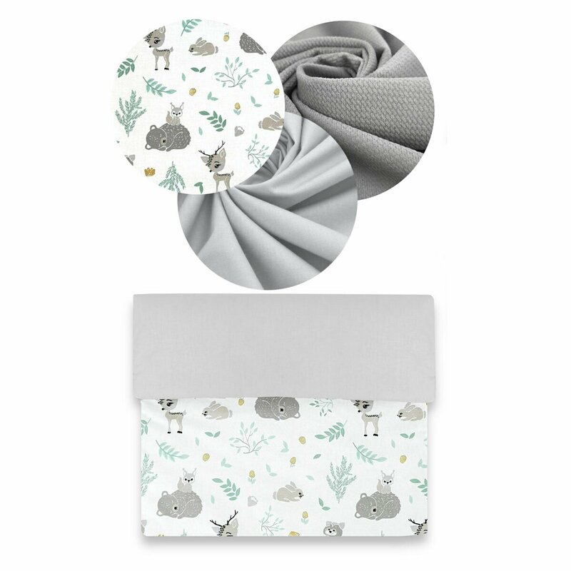 Set 4 in 1 Cosulet bebelus Baby Cocoon 90x50 cm Forest friends GreyMint - 2