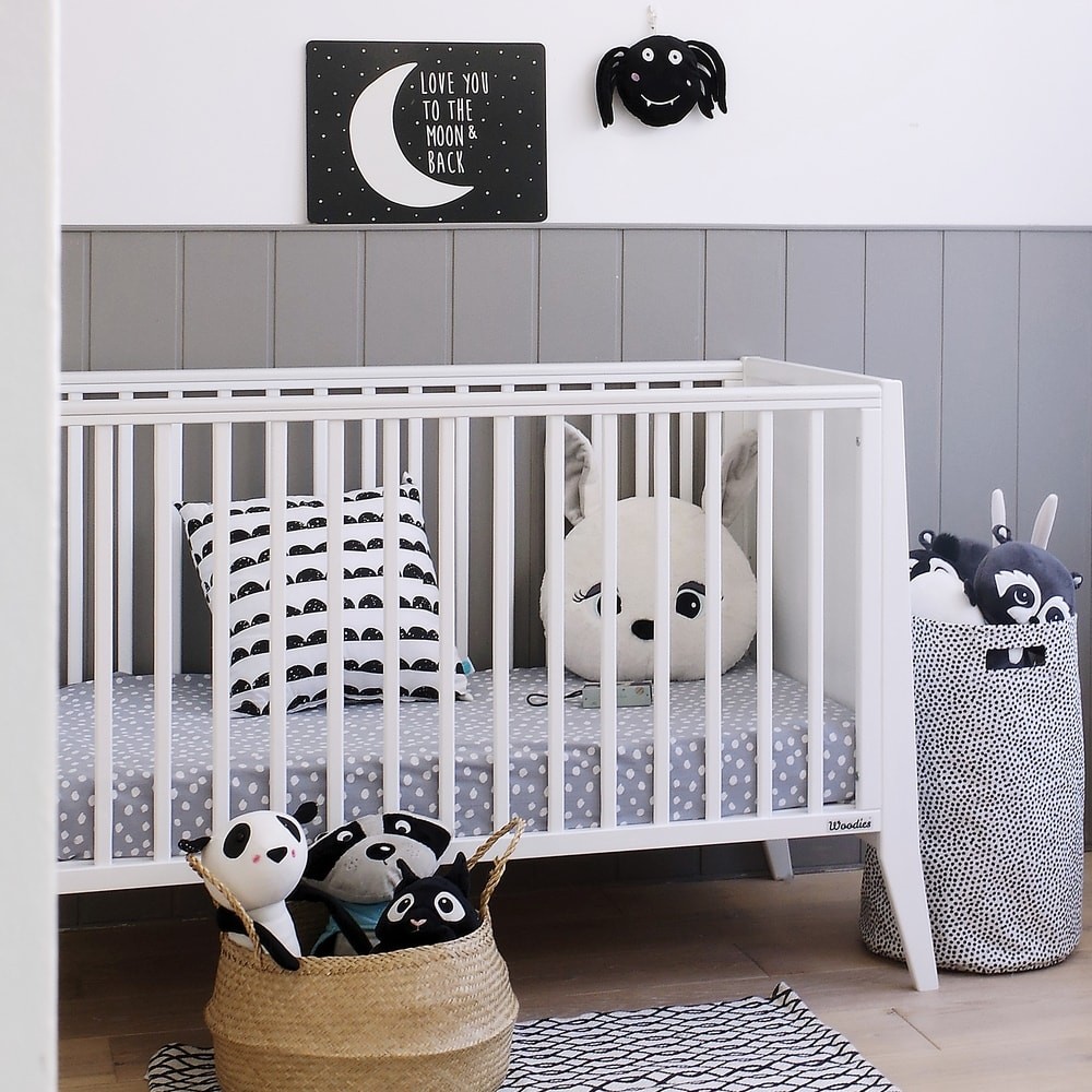 Patut din lemn pentru bebe inaltime saltea reglabila Slim Alb 120x60 cm - 2 | YEO