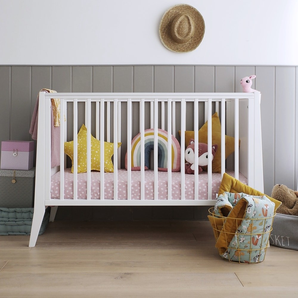 Patut din lemn pentru bebe inaltime saltea reglabila Slim Alb 120x60 cm - 3 | YEO