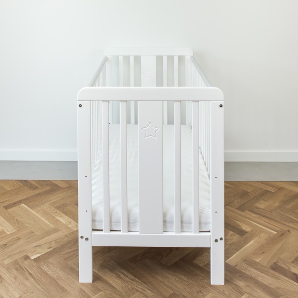 Patut din lemn pentru bebe inaltime saltea reglabila Star Baby Alb 120x60 cm - 3