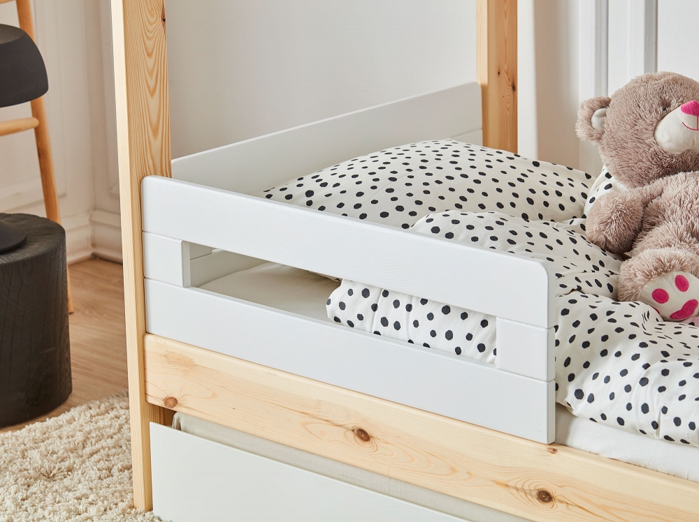 Set 2 bare protectie pat casuta 200x90 cm pinio simple alb