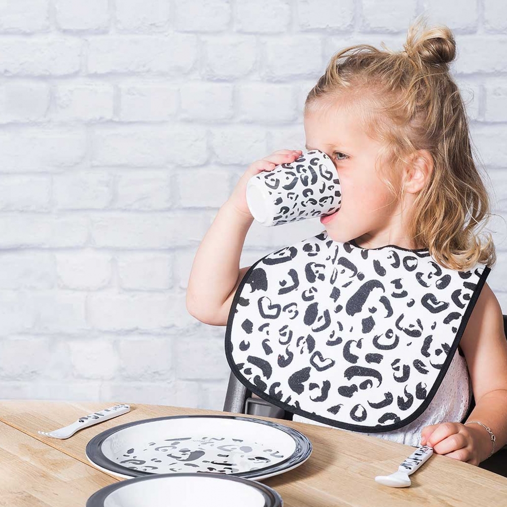 Set 3 bavete leopard alb negru