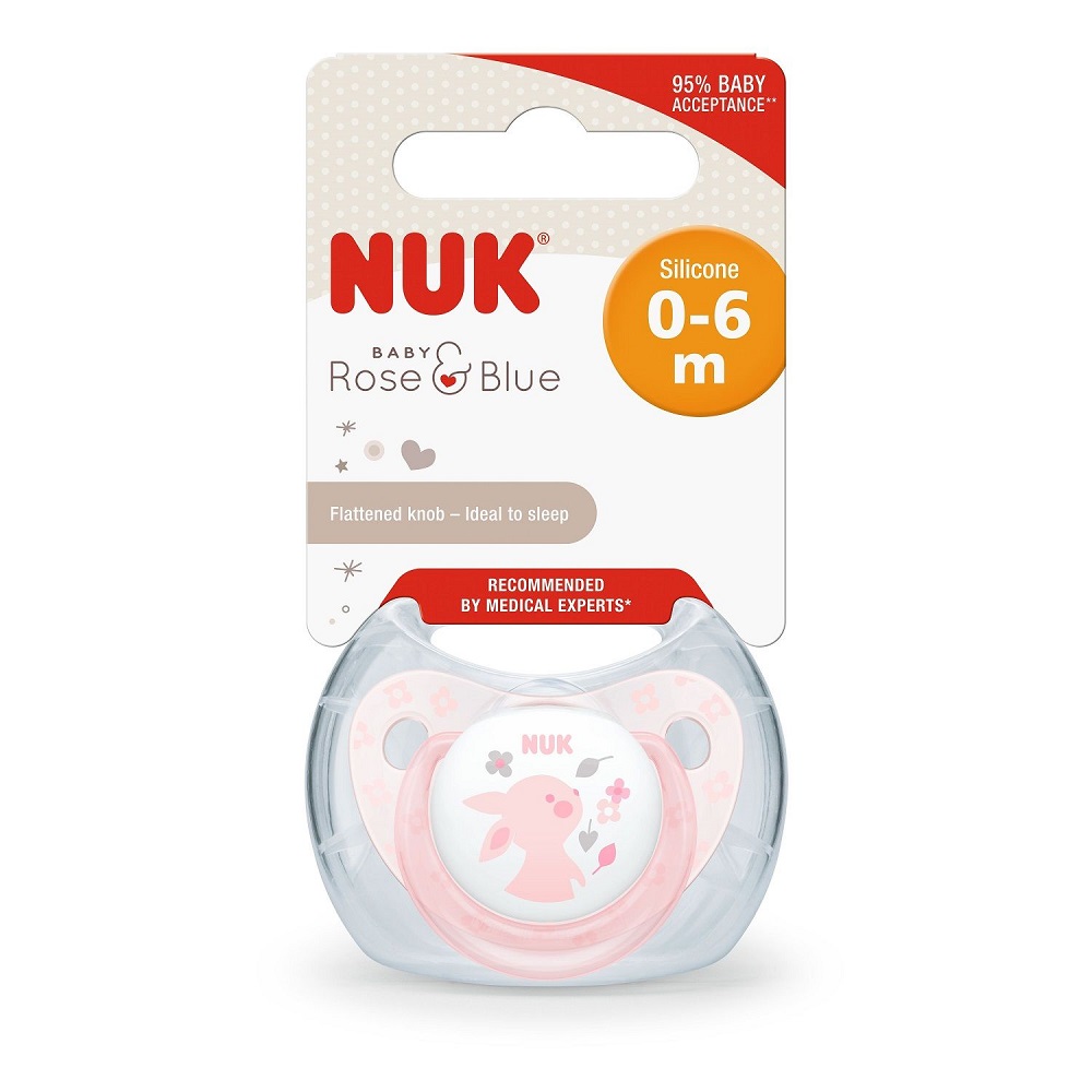 Suzeta Nuk Baby Rose Silicon M1 Iepuras 0-6 luni