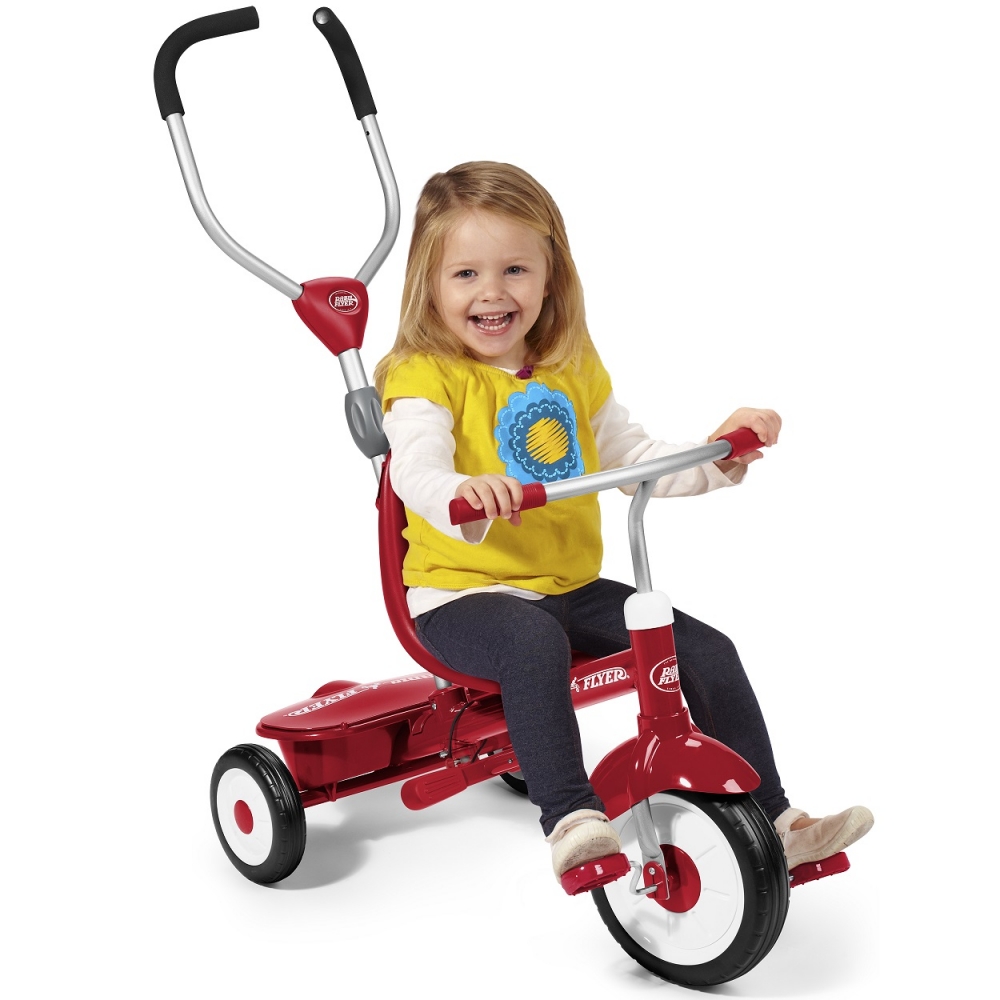 Tricicleta pentru copii Radio Flyer 4 in 1 multifunctionala, control al directiei, sezut cu pozitie ajustabila, copertina pentru protectie UV - 3 | YEO