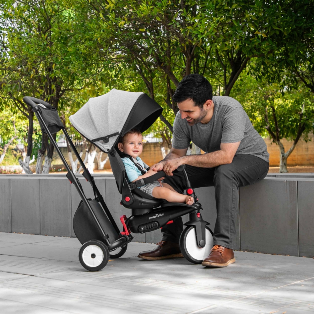 Tricicleta pentru copii Smart Trike STR7 Vibe Grey ultrapliabila, spatar reglabil, roti din cauciuc eva, frana, sistem patentat Touch Steering, varsta 6 luni+ - 2 | YEO