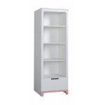 Biblioteca 3 polite si sertar Pinio Mini lemn de pin alb/roz