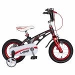 Bicicleta W1246D 12 frana C-Brake cu roti ajutatoare 2-4 ani negru/rosu