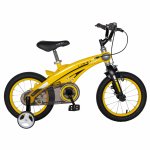 Bicicleta W1439D 14 frana C-Brake cu roti ajutatoare 3-5 ani galben/negru