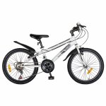Bicicleta copii 20 inch Life A2030L frana V-Brake 18 viteze 7-10 ani alb/negru
