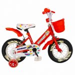 Bicicleta fete Rich Baby R1408A 14 inch C-Brake cu cosulet si roti ajutatoare cu led 3-5 ani rosu/alb