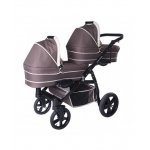 Carucior copii gemeni tandem 3 in 1 Pj Stroller Lux Brown