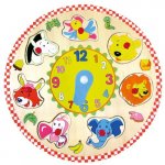 Ceas puzzle din lemn cu animalute