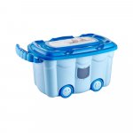 Cutie depozitare cu maner si roti BabyJem pentru jucarii Smile Blue