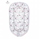 Cosulet bebelus pentru dormit Baby Nest 105x66 cm Velvet Birds pink/Pink MimiNu
