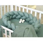 Protectie laterala patut bebe bumper impletit Inchidere Velcro bumbac Pure Salvia 210 cm