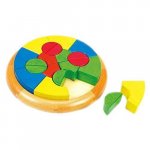 Puzzle circular cu forme geometrice din lemn