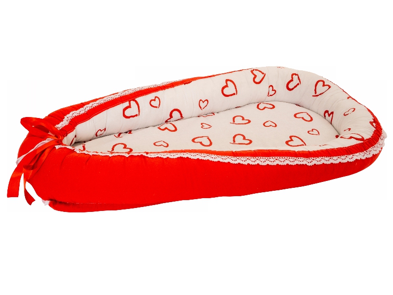 Baby Nest Hearts-Red White - 2