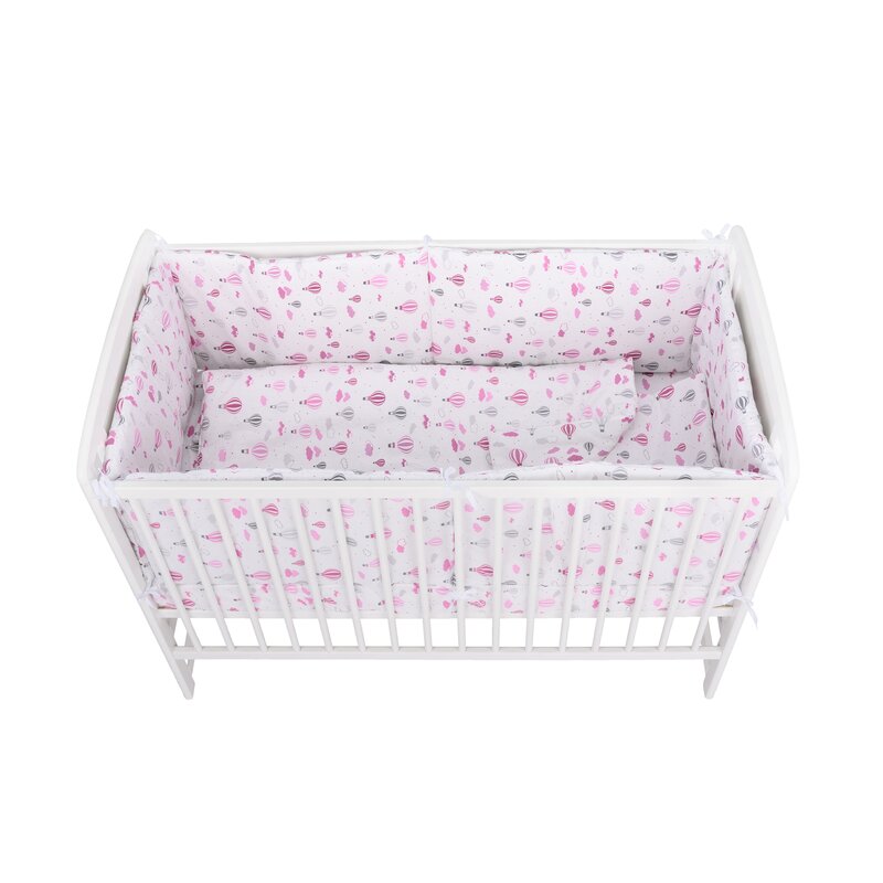 Lenjerie patut 5 piese 120x60 cm baloane roz
