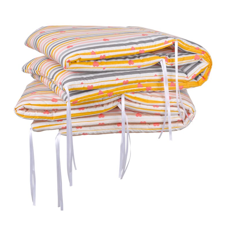 Set aparatori pat 120x60 cm inimioare dungi multicolore