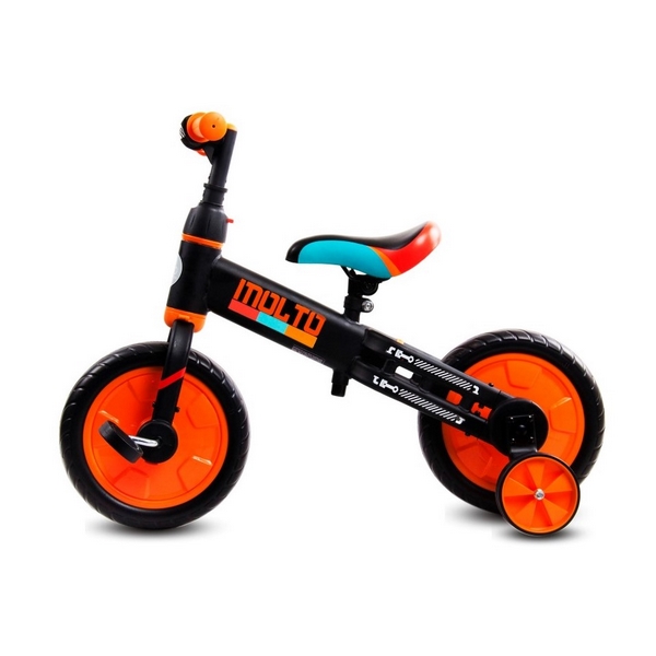 Bicicleta cu sau fara pedale si roti ajutatoare Sun Baby Molto 014 Orange nichiduta.ro
