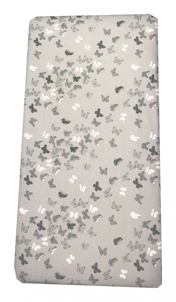 Cearsaf cu elastic roata 120x60 cm fluturasi gri