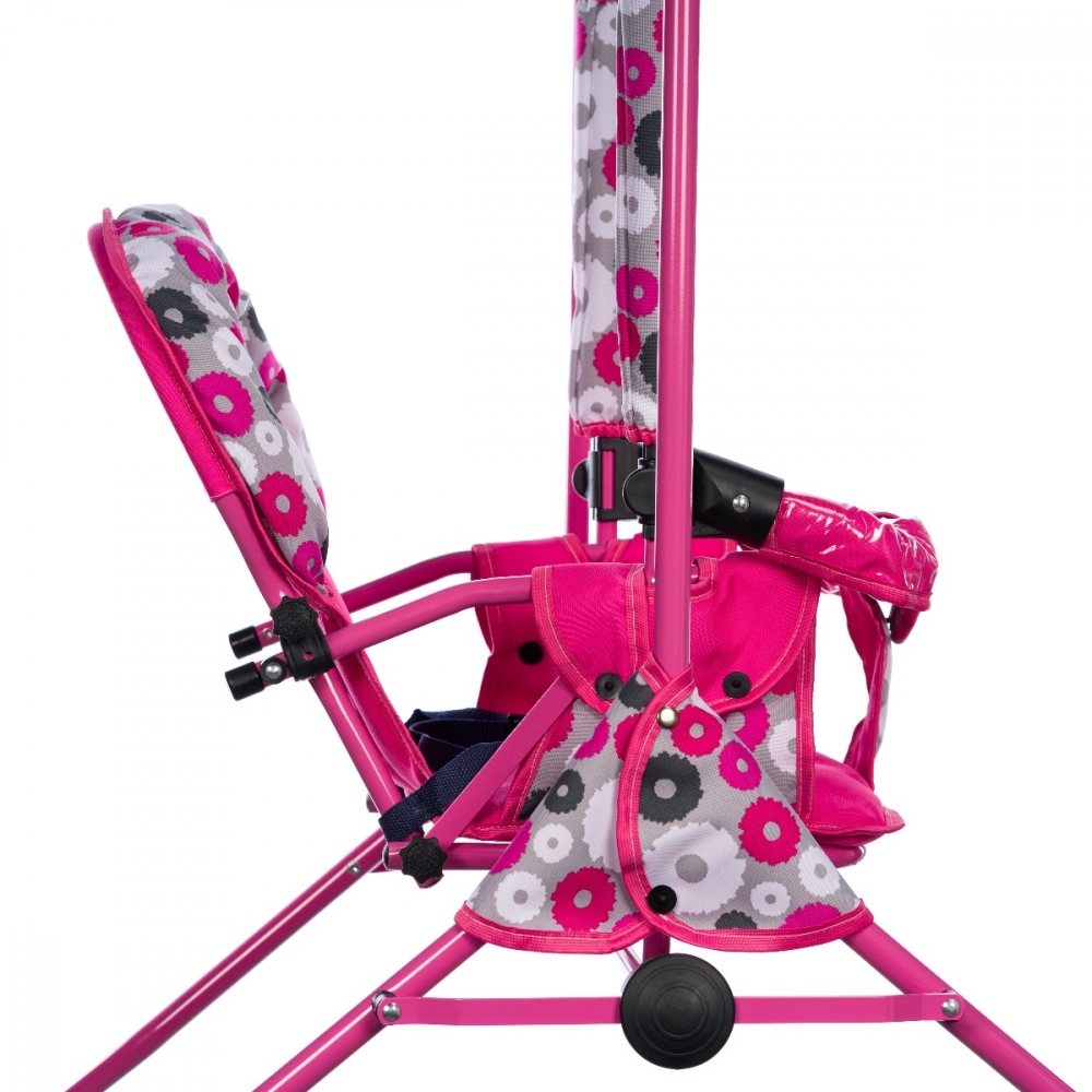 Leagan pentru copii Top Kids cu spatar reglabil si bara detasabila Pink Flowers - 2 | YEO