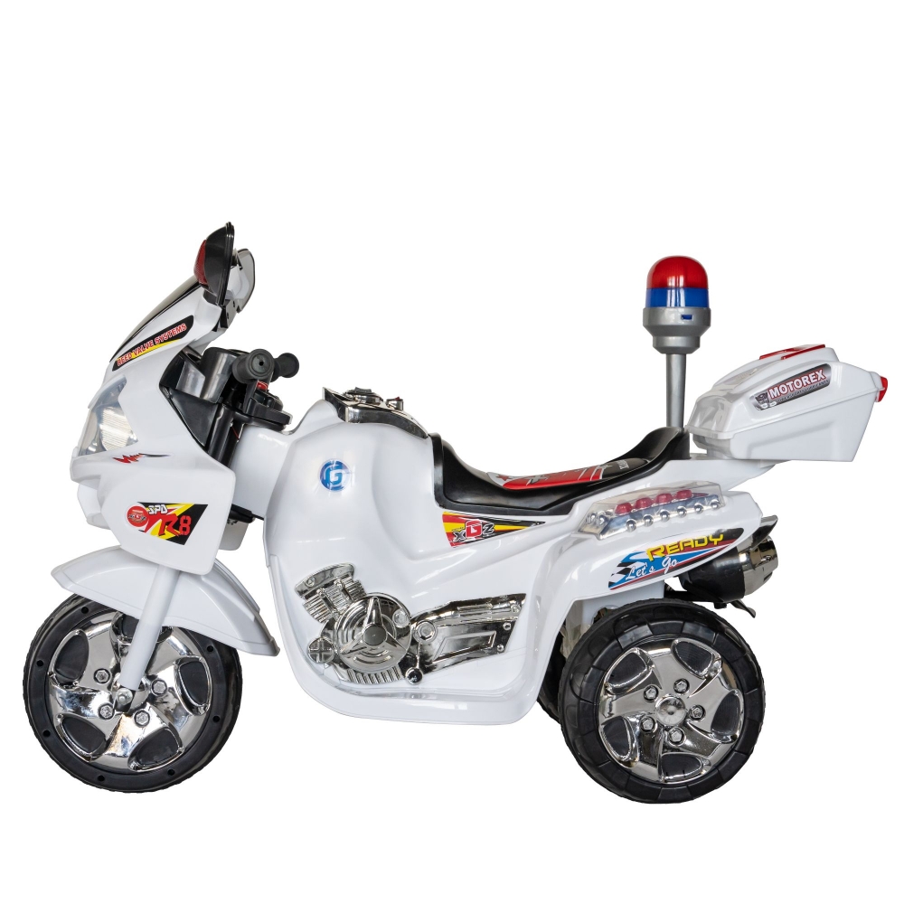 Motocicleta electrica copii cu baterie, muzica si girofar alb - 5