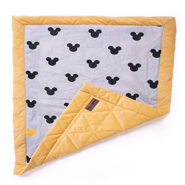 Paturica soft touch cu doua fete catifea si bumbac 50x70 cm mustard