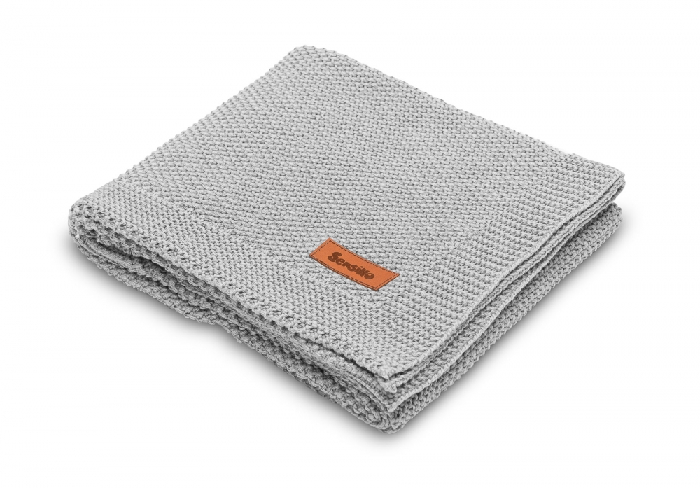 Paturica de bumbac tricotata Sensillo 100x80 cm gri