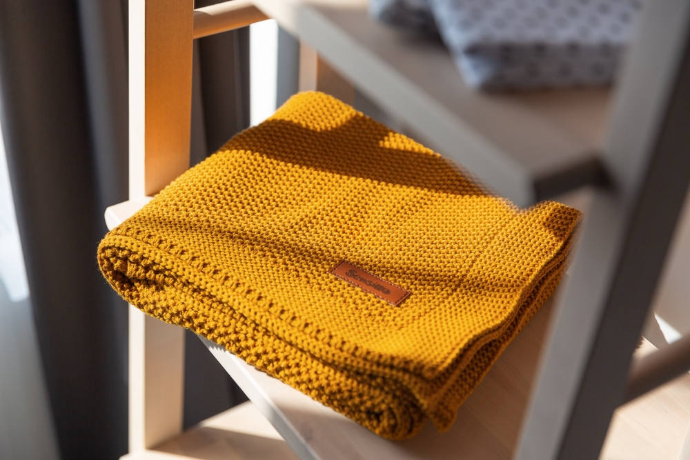 Paturica de bumbac tricotata Sensillo 100x80 cm mustar - 2