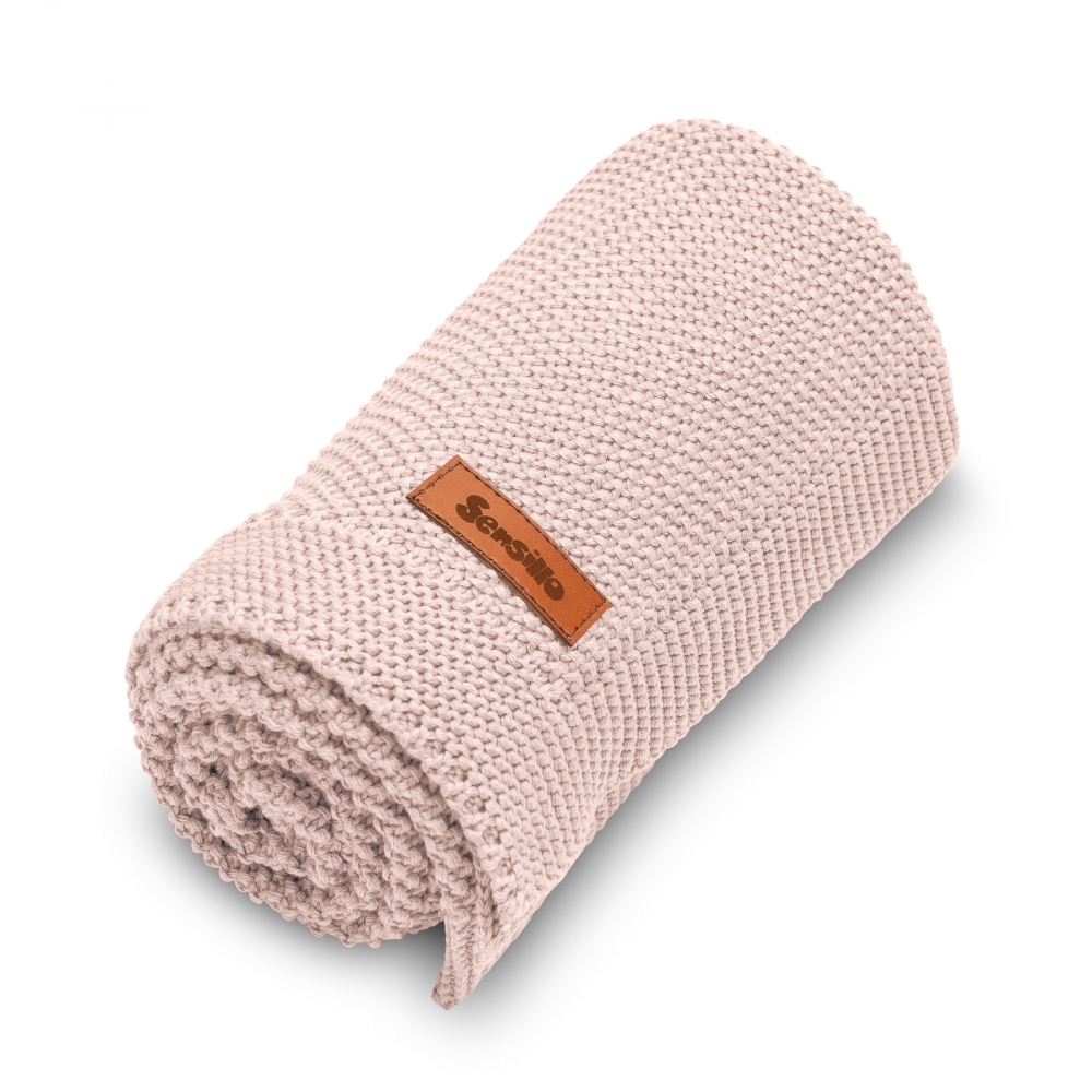 Paturica de bumbac tricotata Sensillo 100x80 cm roz - 1