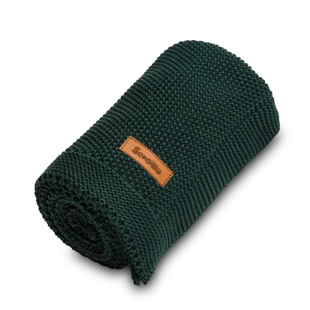 Paturica de bumbac tricotata Sensillo 100x80 cm verde inchis - 1