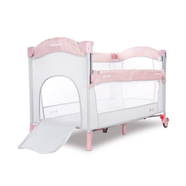 Patut pliabil Sun Baby 005 cu laterala culisanta Pink