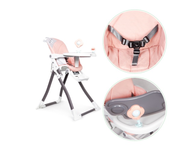 Scaun de masa cu pliere rapida tasty pappa bear pink