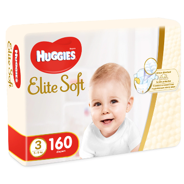 Scutece Huggies Elite Soft 3 5-9 kg 160 buc 160 imagine 2022 protejamcopilaria.ro