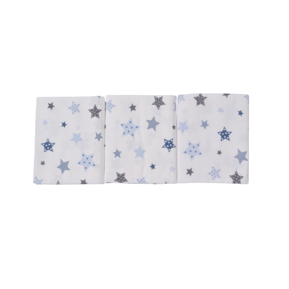 Set 3 scutece din finet 80x80 cm Nichiduta Blue and grey stars - 1 | YEO