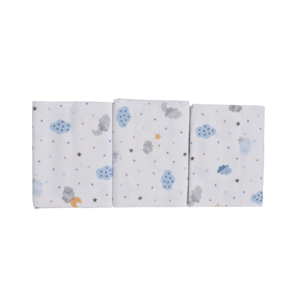 Set 3 scutece din finet 80x80 cm Nichiduta Blue clouds - 1 | YEO