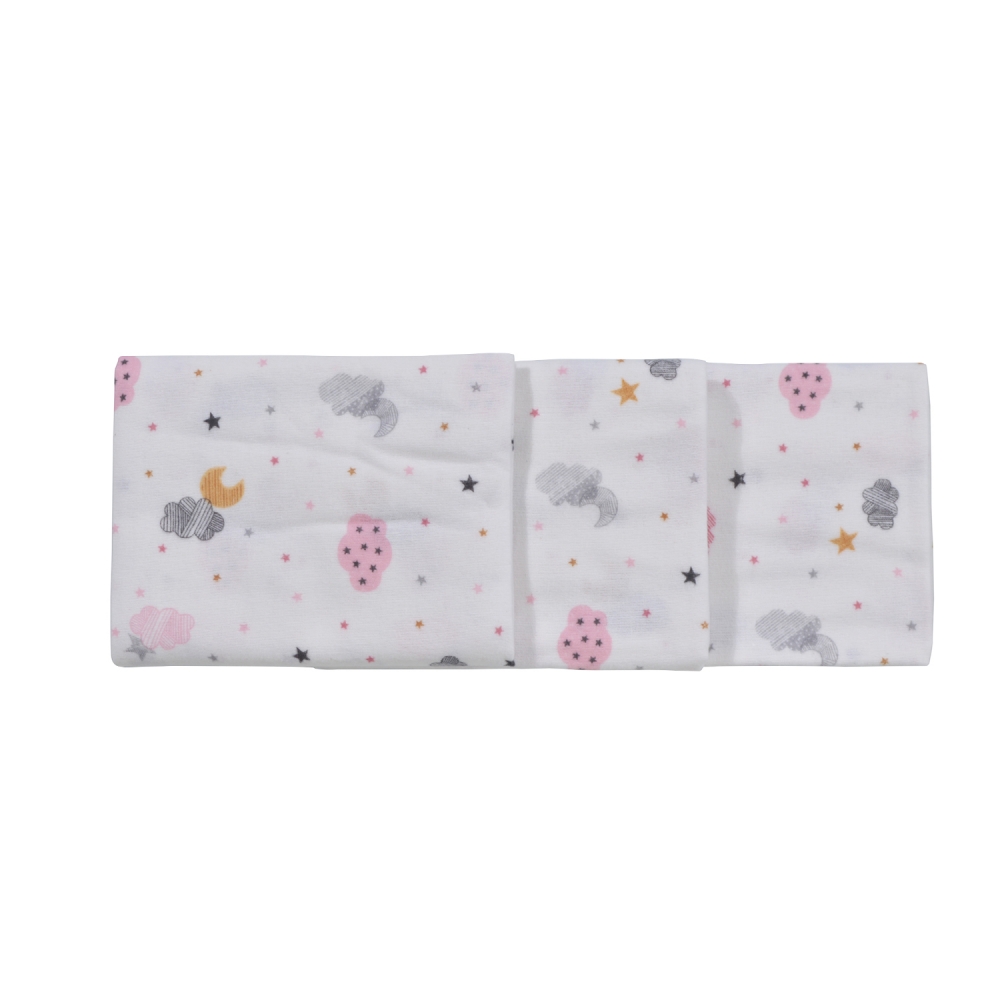 Set 3 scutece din finet 80x80 cm Nichiduta Pink clouds