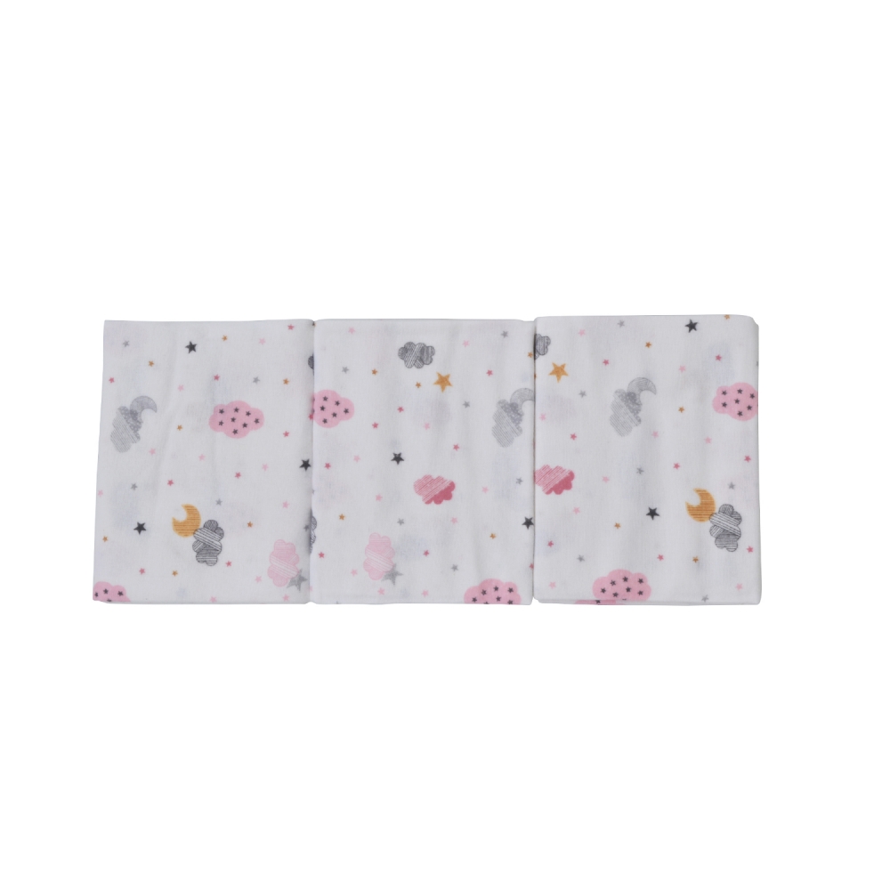 Set 3 scutece din finet 80x80 cm Nichiduta Pink clouds - 1 | YEO