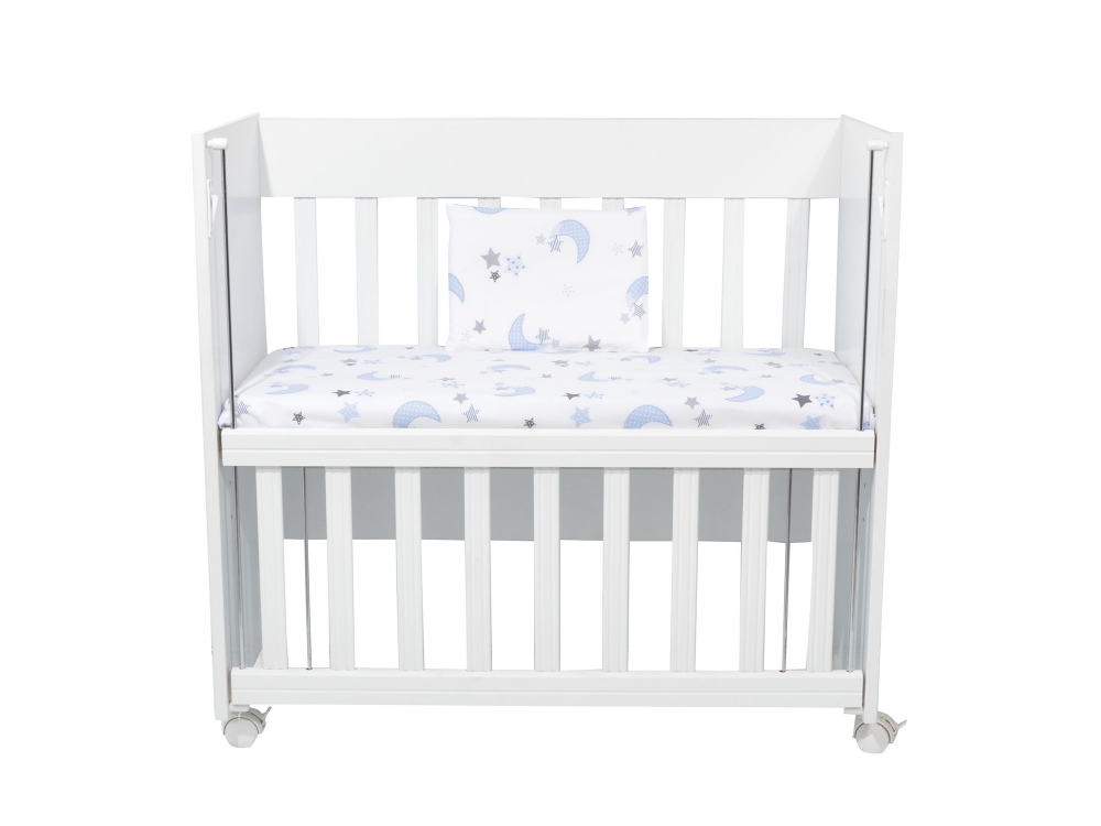 Set lenjerie 4 piese Mini Cot Blue moon white - 1 | YEO