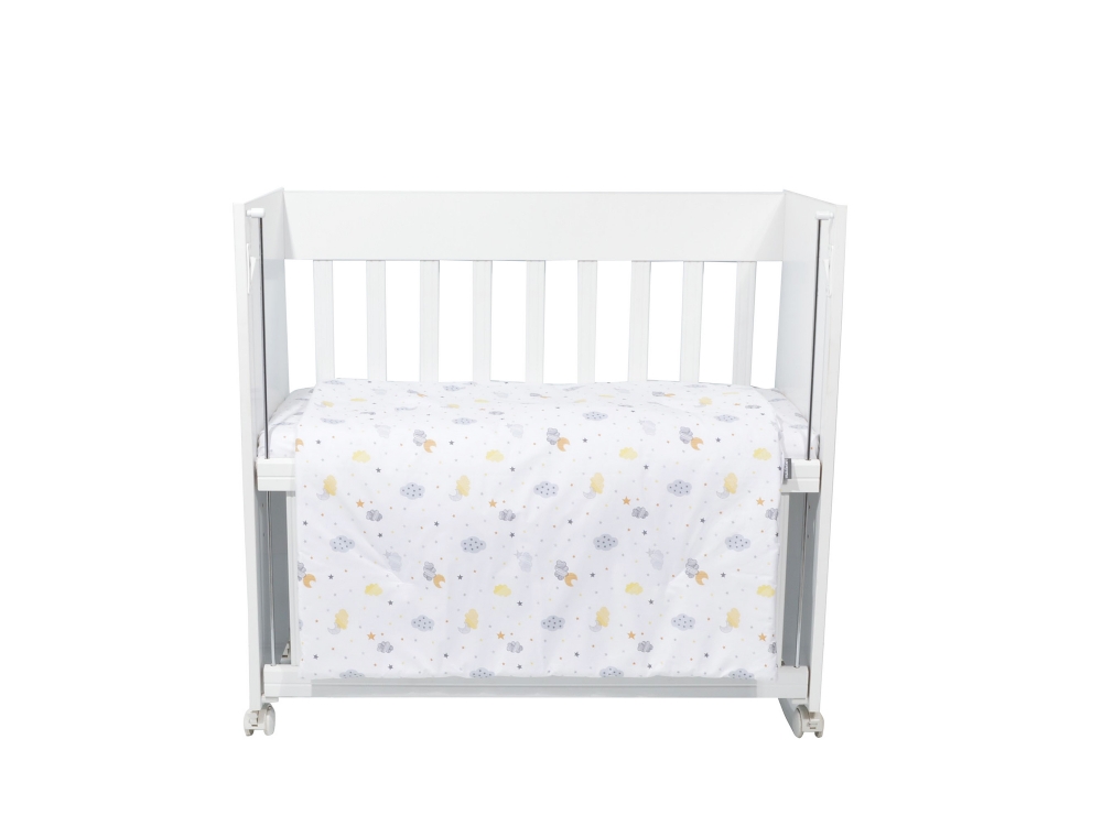 Set lenjerie 4 piese Mini Cot Grey Clouds