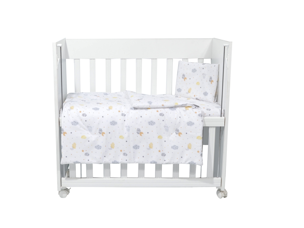 Set lenjerie 4 piese Mini Cot Grey Clouds - 1 | YEO