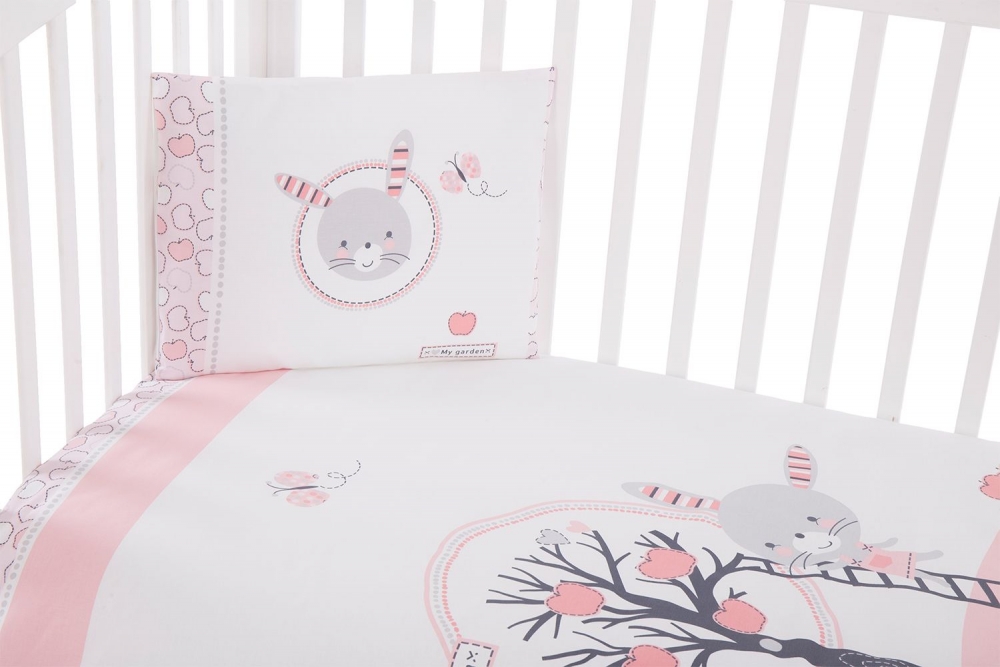 Set lenjerie patut cu 5 piese kikkaboo pink bunny