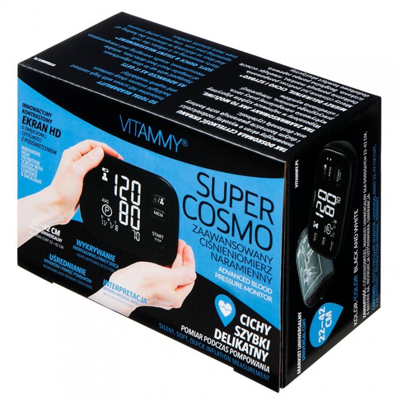 Tensiometru electronic de brat Vitammy Super Cosmo manseta 22-42 cm negru-alb 22-42 imagine noua responsabilitatesociala.ro