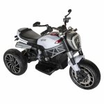 Motocicleta electrica copii cu acumulator, muzica si lumini alb/negru