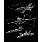 Set gravura pe folie argintie Avioane