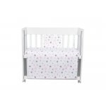 Set lenjerie 4 piese Mini Cot Pink and Grey Stars white